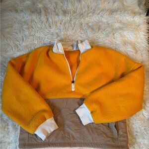 Fabletics Yellow and White Half-Zip Pullover